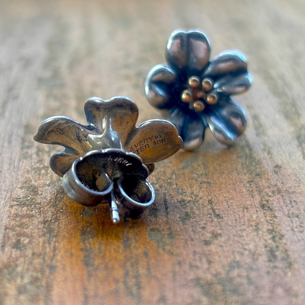 James Avery Retired:  Gold and Silver Flower Earrings